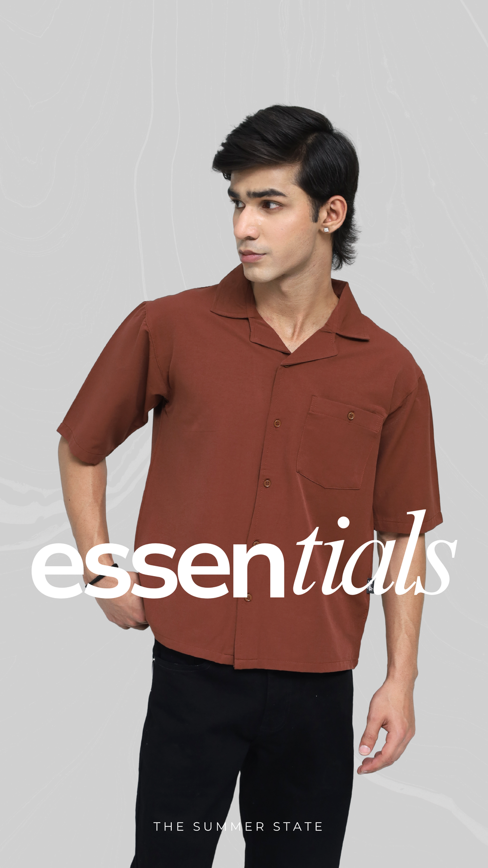 brown cuban collar shirt
