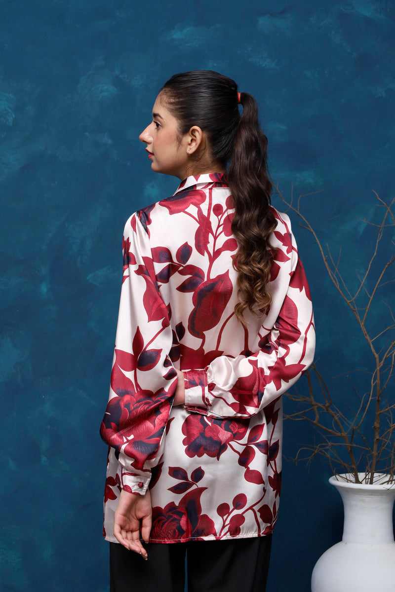 CRIMSON BLOOM LONG SHIRT