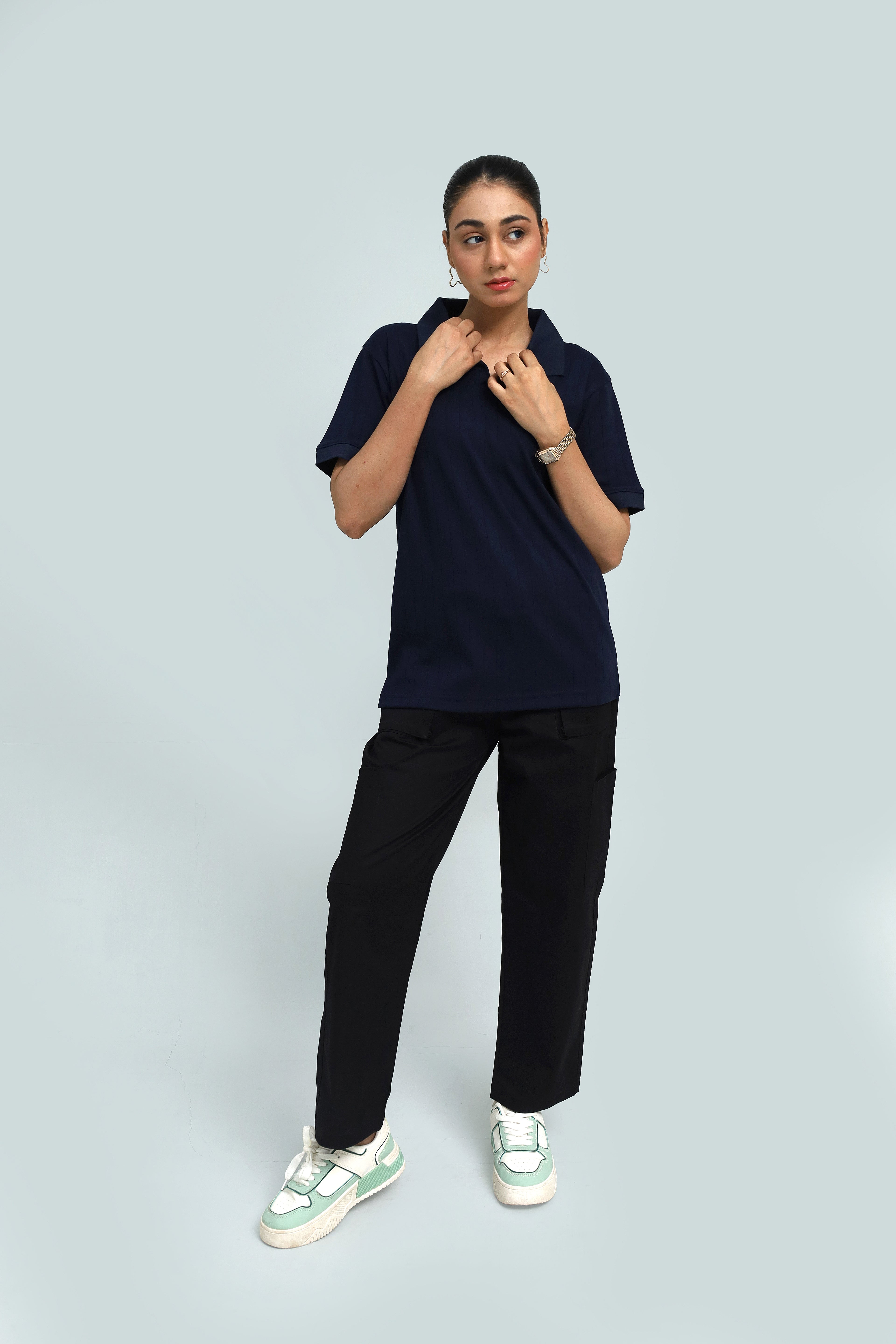 NAVY DROP NEEDLE POLO