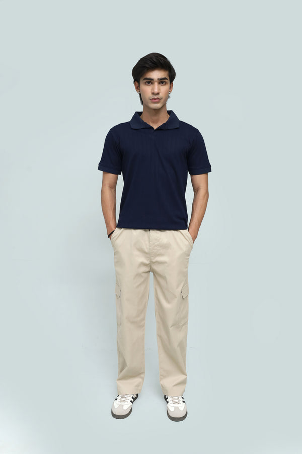 NAVY DROP NEEDLE POLO