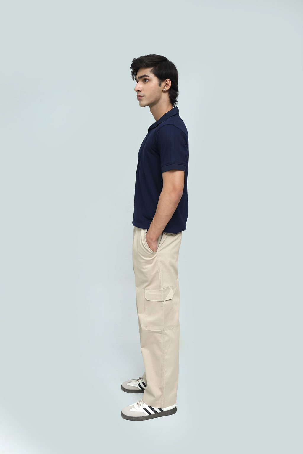 NAVY DROP NEEDLE POLO