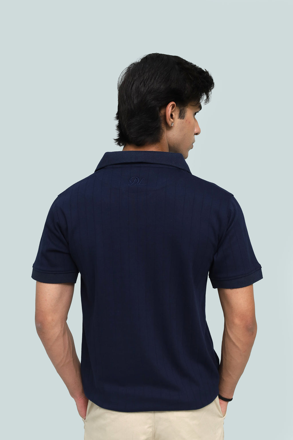 NAVY DROP NEEDLE POLO