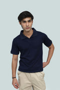 NAVY DROP NEEDLE POLO