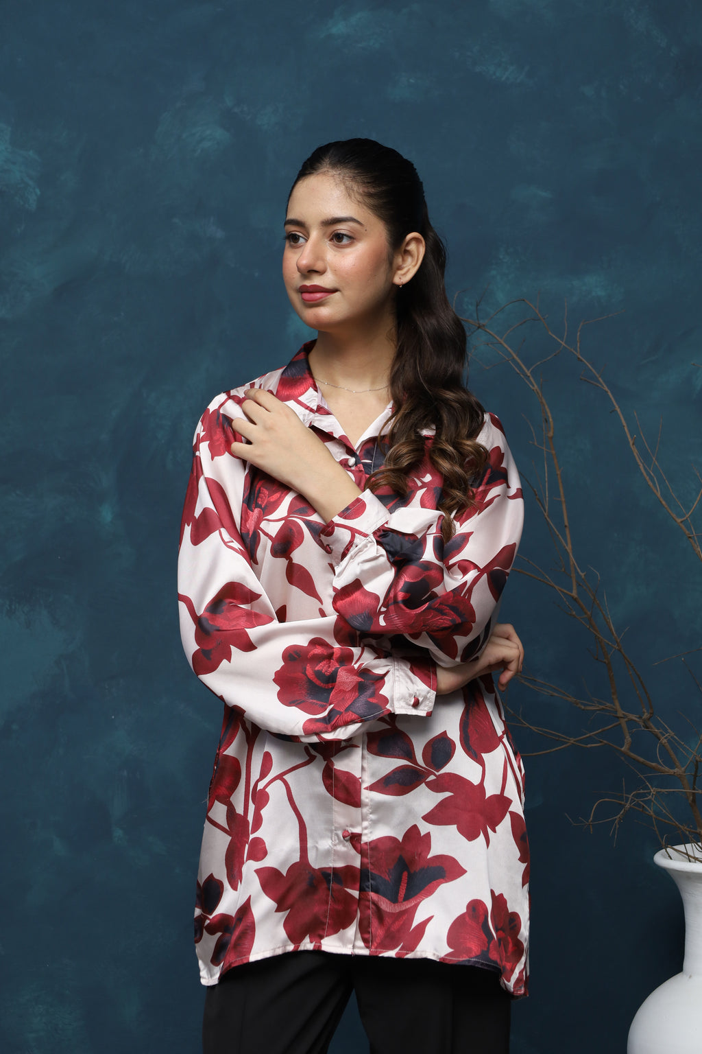 CRIMSON BLOOM SHIRT